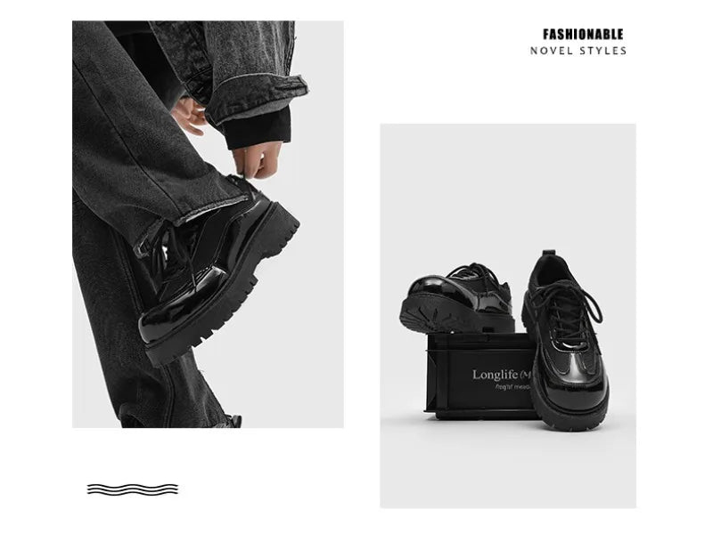 Shoes for Men High Quality Trend Casual Shoes Men Leather Original British Thick Sole Comfort Derby Shoes Sneaker Zapatos Hombre