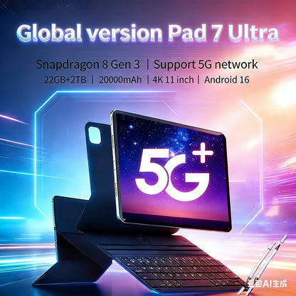 2025 Global Version Pad 7S Pro Ultra Snapdragon 8GEN3 Android 14 Tablet 11Inch HD 22GB+2TB 20000 mAh 5G Dual SIM Wifi Tables PC