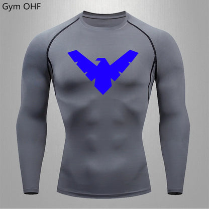 Compression Nightwing Print Tops For Men T Shirt Rashguard Jiu Jitsu Gym Fitness Running Train   ing Shirts Jersey Short Sleeved