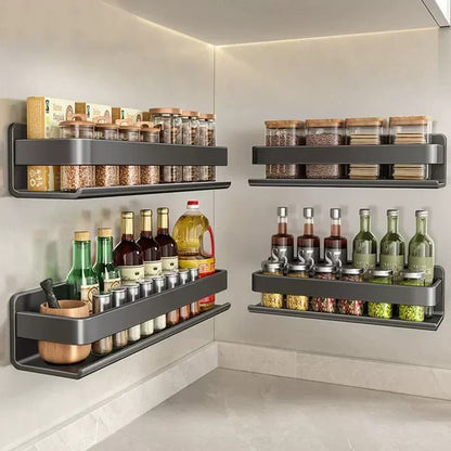 Multifunctional Item Shelf Hooks Metal Wall-Mounted Spice Rack Condiment Storage Organizer Rack Organizer Kitchen Accessories