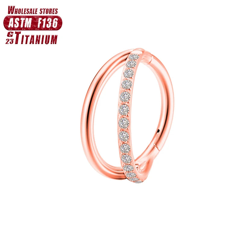 F136 Titanium Piercing Hinged Segment Hoops CZ Stone Nose Rings Ear Cartilage Tragus Helix Earrings Piercing Body Jewelry