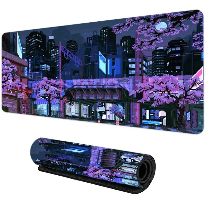 Sakura Japanese Street Anime Mouse Pad Gaming XL Home New HD Mousepad XXL Non-Slip Rubber Office Keyboard Carpet Laptop Mice Mat