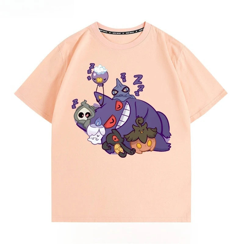 Pokémon Peripheral Clothes Gengar Cartoon Couple Wear Short-sleeved Top Men and Women Summer Animation Peripheral Joint T-shirt