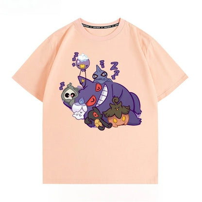 Pokémon Peripheral Clothes Gengar Cartoon Couple Wear Short-sleeved Top Men and Women Summer Animation Peripheral Joint T-shirt