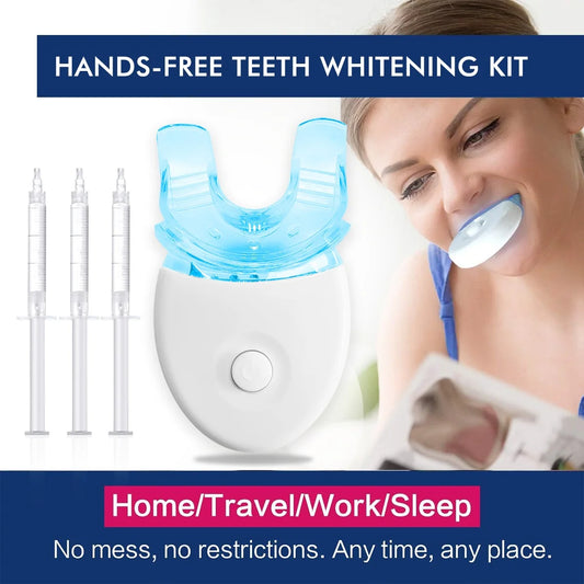 Teeth Whitening Kit - 5X LED Light Tooth Whitener With 3 Gel  , Tray Case For Teeth Sensitive Helps Remove Smoking/Coffee Stain