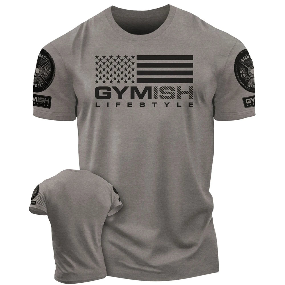 Men Gym Sportswear Muscle T-Shirt Top Fashion O-Neck Short Sleeve Outdoor Male Fitness Training Sports T-Shirts Casual Menswear