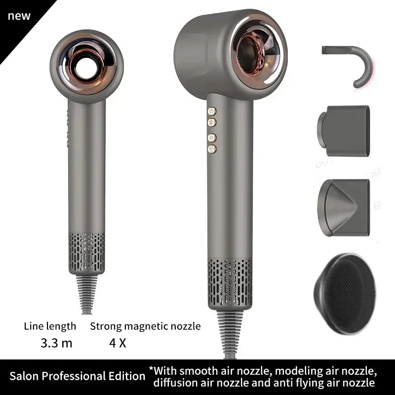 220V Professional Leafless High Speed Hair Dryer Salon Home Appliance Constant Temperature Negative Ion Quick Drying 1.8m