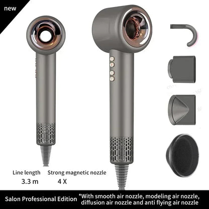 220V Professional Leafless High Speed Hair Dryer Salon Home Appliance Constant Temperature Negative Ion Quick Drying 1.8m