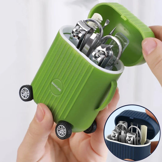 Mini Suitcase Nail Clippers Set Stainless Steel Nail Care Tool Makeup Grooming Gift Kit Portable Beauty Care Accessories