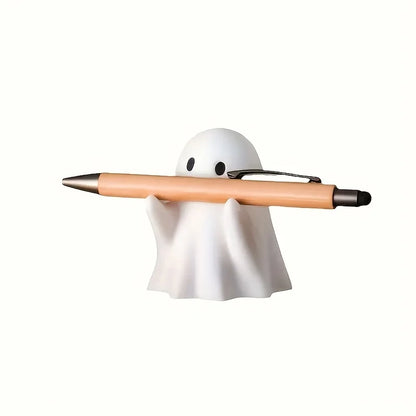 1pc Cute Ghost Pen Holder | Resin Craft Decoration, Anime Inspiration, Tension Mount, with Holiday Theme, for Office, Home