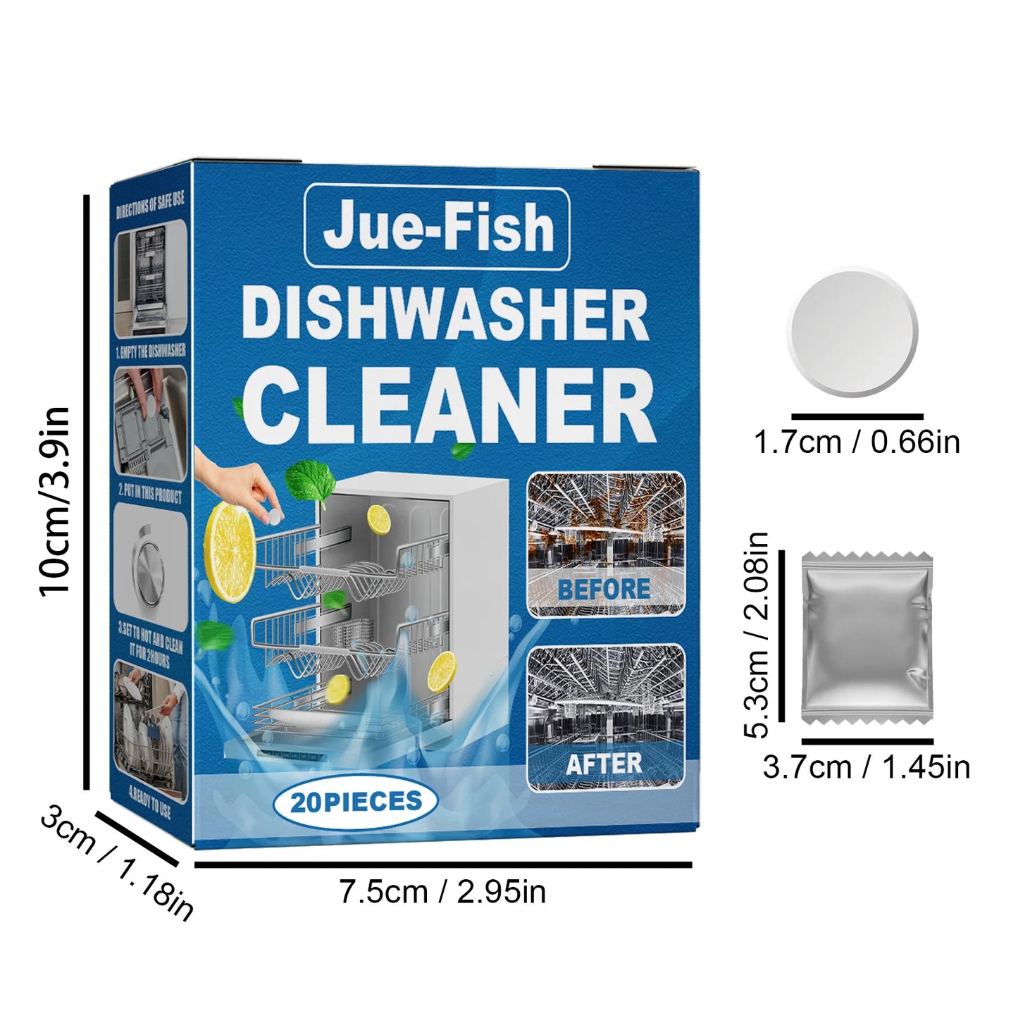 Jue Fish Dishwasher Cleaning Sheet Desktop Built-In Drawer Dishwasher Specific Stain Removal For Dishwasher Washing Machine