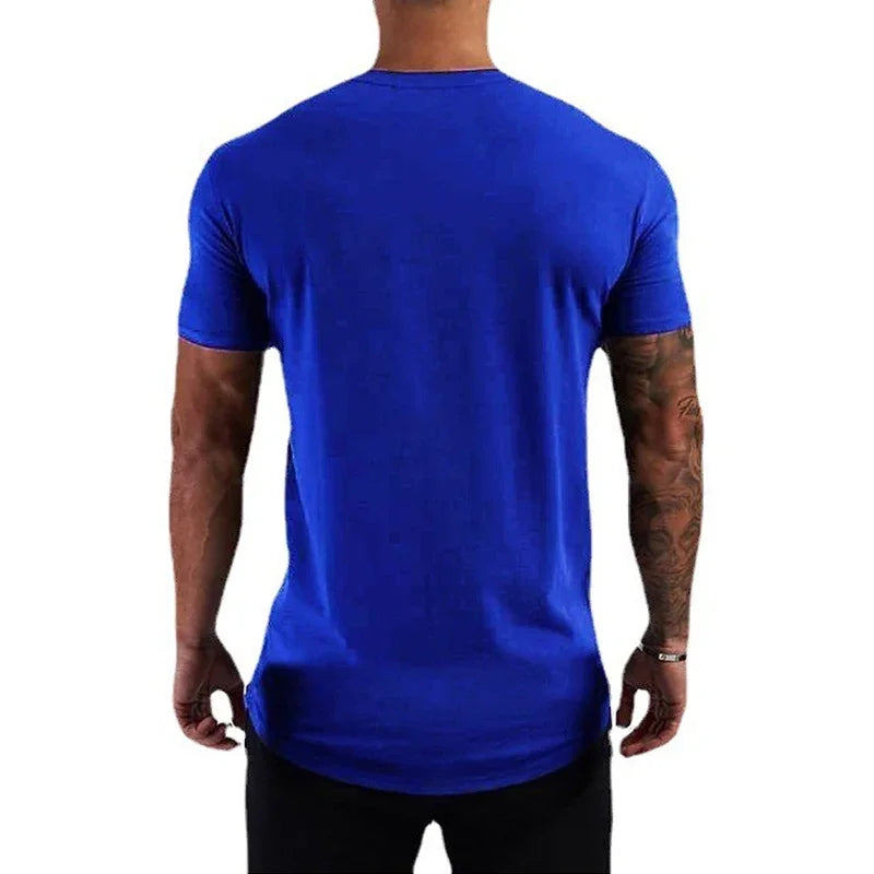 New Men's Casual Printed Short-sleeved Summer Cotton Moisture Wicking and Breathable T-shirt Outdoor Sports Fitness Top