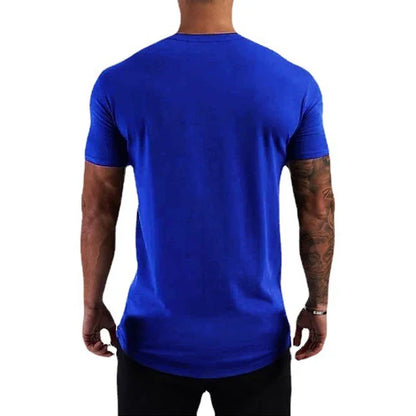 New Men's Casual Printed Short-sleeved Summer Cotton Moisture Wicking and Breathable T-shirt Outdoor Sports Fitness Top