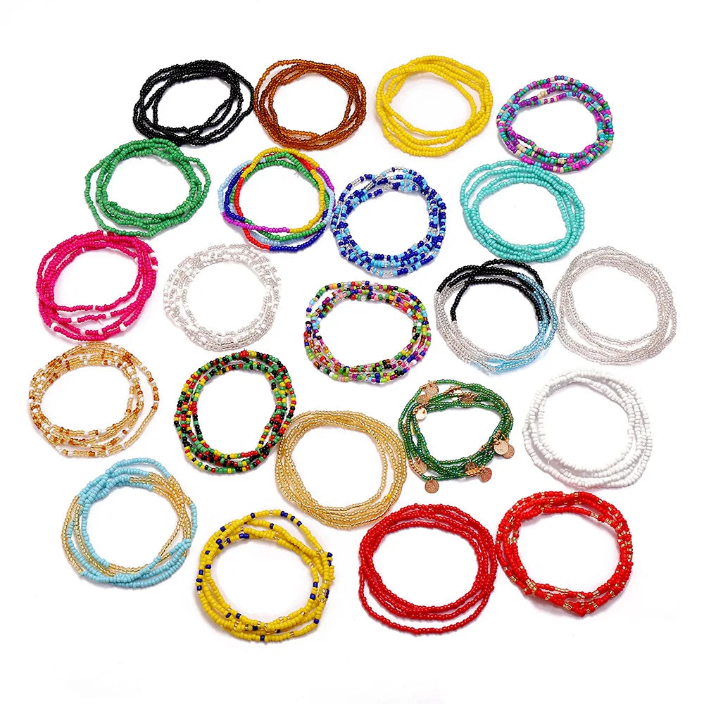 Bohemia Colorful Beaded Elasticity Waist Belly Chain for Women Girl 2023 Fashion Summer Beach Waistband Bikini Beads Jewelry