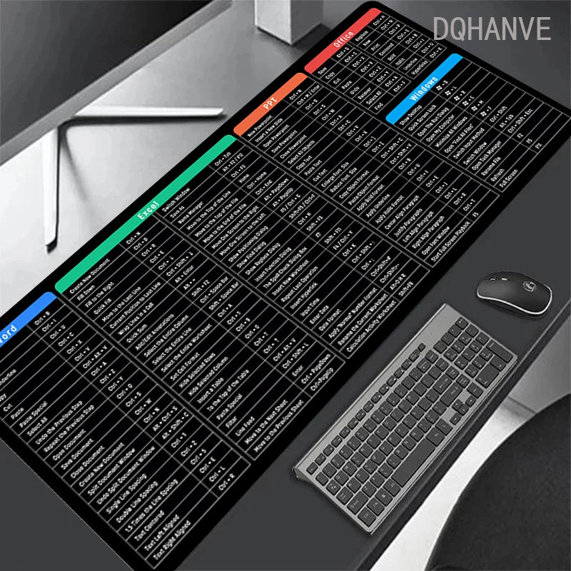 Windows Excel Keyboard Shortcuts Mouse Pad Gaming Rug 90X40cm Table Mausepad with Seamed Anti-slip Base Office Computer Desk Mat