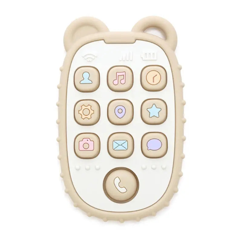 Baby Soft Silicone Phone Remote Control Teether Toy BPA Free Bear Shaped Nursing Teething Toys for Toddler Sensory Development