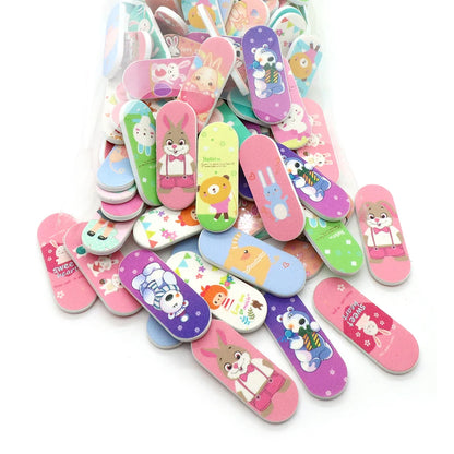100pcs Cute Cartoon Nail Files Print Mini Double-Sided Nail File Set Sponge Buffer Cuticle Care Buffing Sticks Beauty Tools