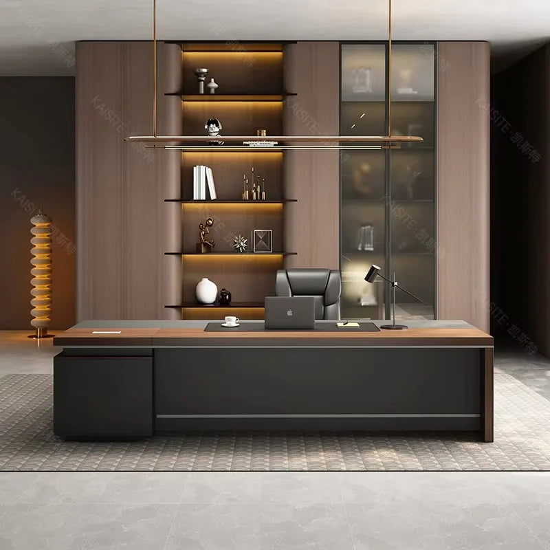 Large Luxury Wood Office Desk Organizer Drawers Executive Conference Computer Desk Reception Wooden Escritorio Oficina Furniture