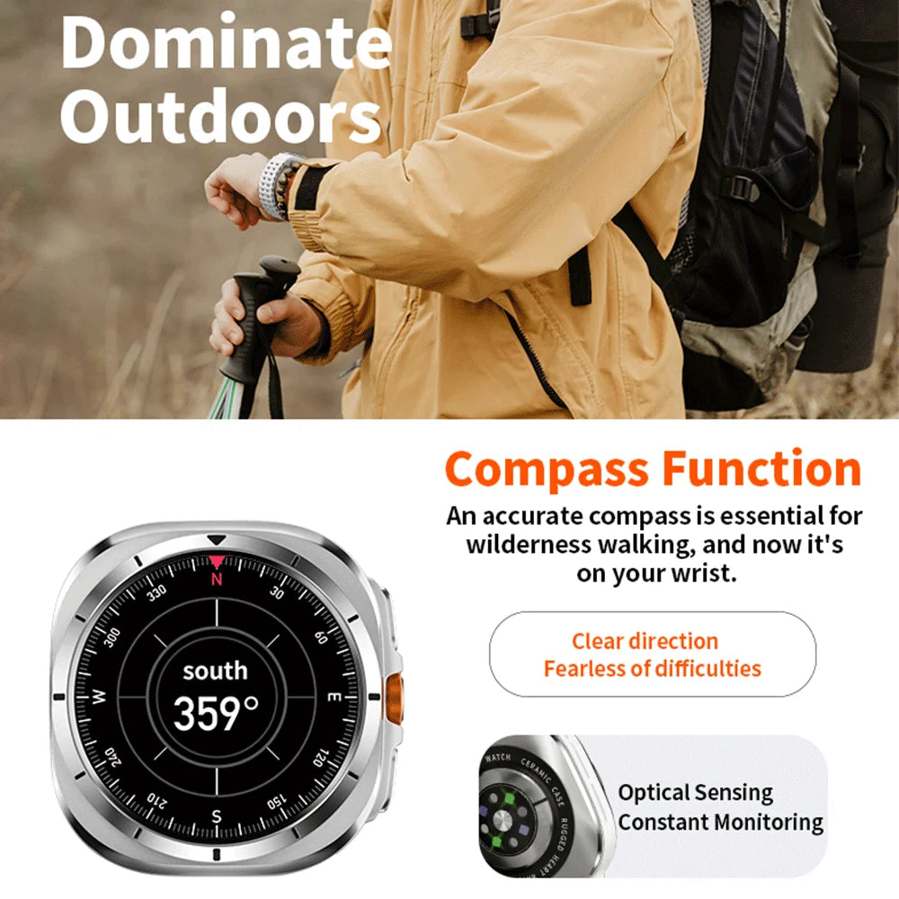 Smart Watch 8 Ultra New Color Matching GPS Compass Smartwatch Bluetooth call NFC IP68 Waterproof Health monitoring Reduction100%