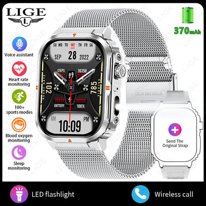 New Smart Watch For Men Women 2.01inch Large Screen Bluetooth Call LED Flashlight Sports Fitness Bracelet Waterproof Smartwatch