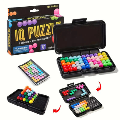 120 Challenges IQ 3D Puzzle Board Game Classic Pyramid Plate Pearl Logical Mind For Children Pyramid Beads Montessori Toys Gifts