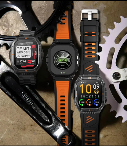 New Smart Watch Men 2.01"HD Screen 3ATM Waterproof Flashlight Health Monitor 1100mAh Battery Sport Bluetooth Call Smartwatch
