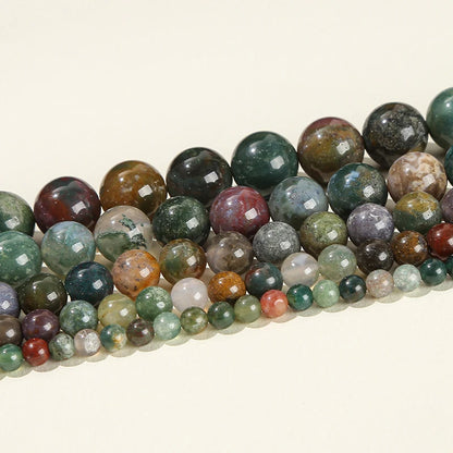 6 8 10mm Indian Agate Natural Stone Beads Round Loose Spacer Beads For Jewelry Making DIY Charm Bracelet Necklace Accessory 15''