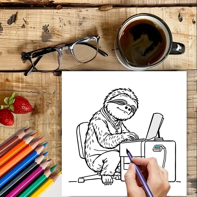 Office Animals Coloring Book for Adult | 28 Pages Colouring Book, Drawing Supplies for Christmas, Thanksgiving