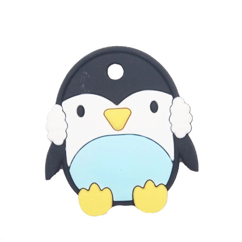Baby Teethers Silicone Teething Toy 1pc DIY Pacifier Clips Accessories Cartoon Penguin  Kids Product Food Grade Silicone Goods