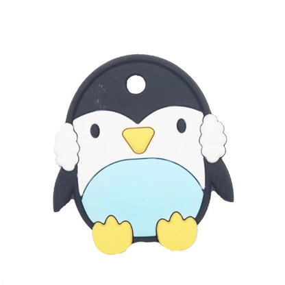 Baby Teethers Silicone Teething Toy 1pc DIY Pacifier Clips Accessories Cartoon Penguin  Kids Product Food Grade Silicone Goods