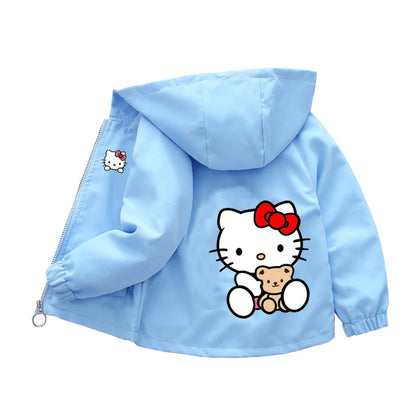 Sanrio kuromi Children Girls Hooded Jacket Coat 2026 Autumn Baby Boy Cartoon Cars Long Sleeve Casual Clothing Kids Outerwear