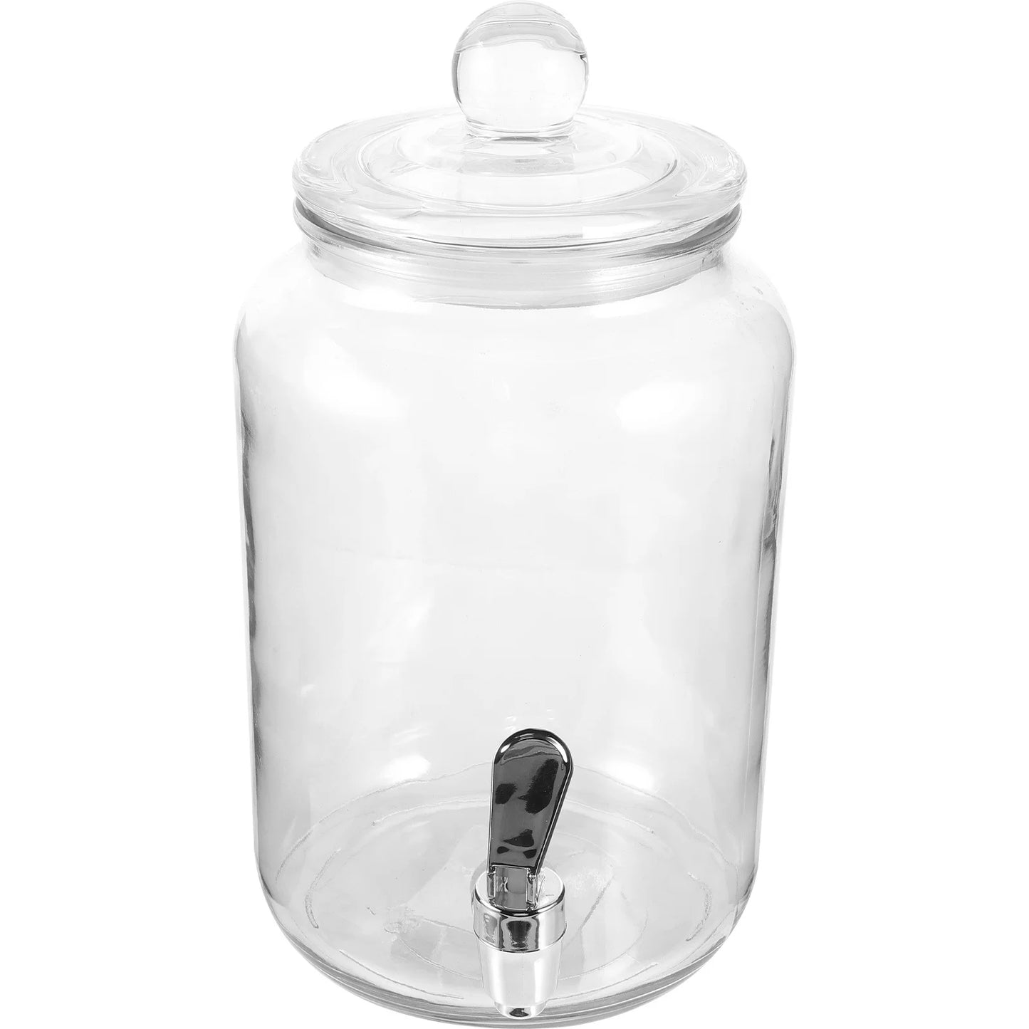 Beverage Dispenser with Faucet Transparent Glass Jar Aesthetic Table Decor for Cold Drinks Red Wine Tea Pitcher