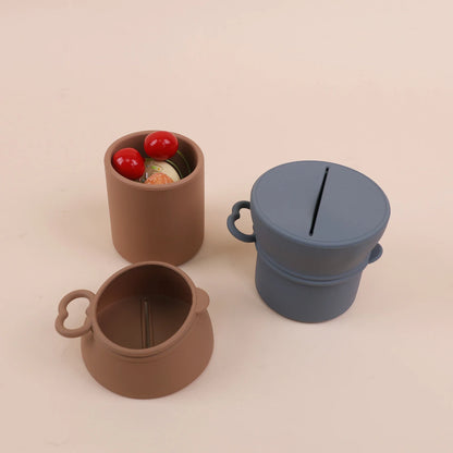 Portable Silicone Cup with Handle Food Grade Easy Clean Travel Mug BPA Free Leak Proof Drinking Cup for Outdoor Office