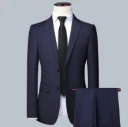 Business Casual Men's Two-Piece Suit Set Wedding Groomsmen Pure Color Formal Wear Spring Summer Autumn Winter New Arrival
