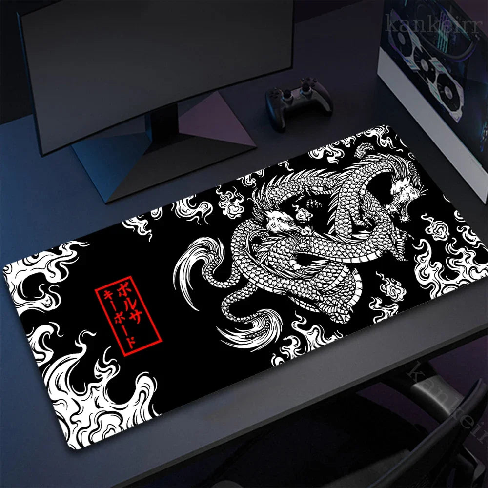 80x30cm Lock Edge Keyboard Pads Large Office Non-Slip Computer Mouse Pad Japanese Art Dragon Deskmat Gamer Custom Home Mousepad