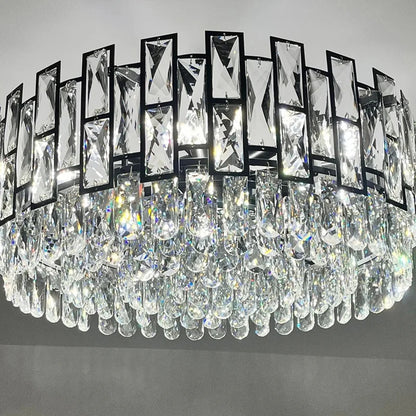 Black Crystal Chandelier For Living Room Modern Home Decor Hanging Lamp Round Bedroom Lighting Fixture Luxury Led Cristal Lustre