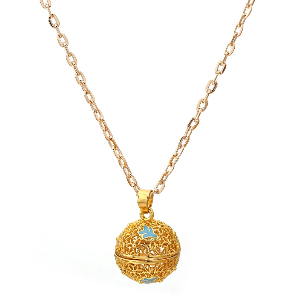 Gradient Cloisonne Aromatherapy Hollow Cage Necklace Essential Oil Diffuser Locket Pendant Music Ball Simple Women Jewelry Gift