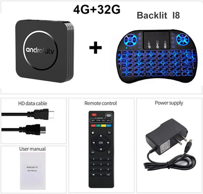 Android 14 8K Ultra HD Q11 Smart TV Box Fast Stable Transmission Media Player 4GB 64GB Large Memory Google Assistant Set Top Box