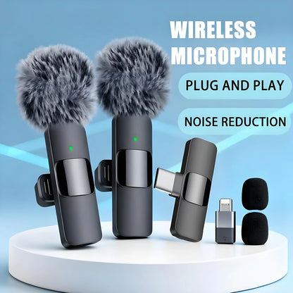 Mini Portable Wireless Lavalier Microphone for Live Broadcast Gaming Audio Video Recording iPhone Android