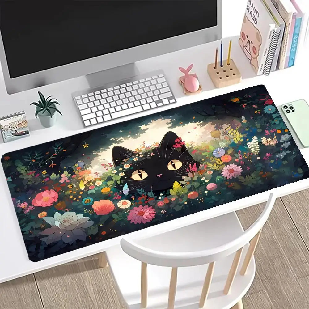 Cute cat Mouse Pad Large Computer Office Game Table Mats XXL Rubber Anti-slip Gaming Keyboard Mousepads Long Desk Pads