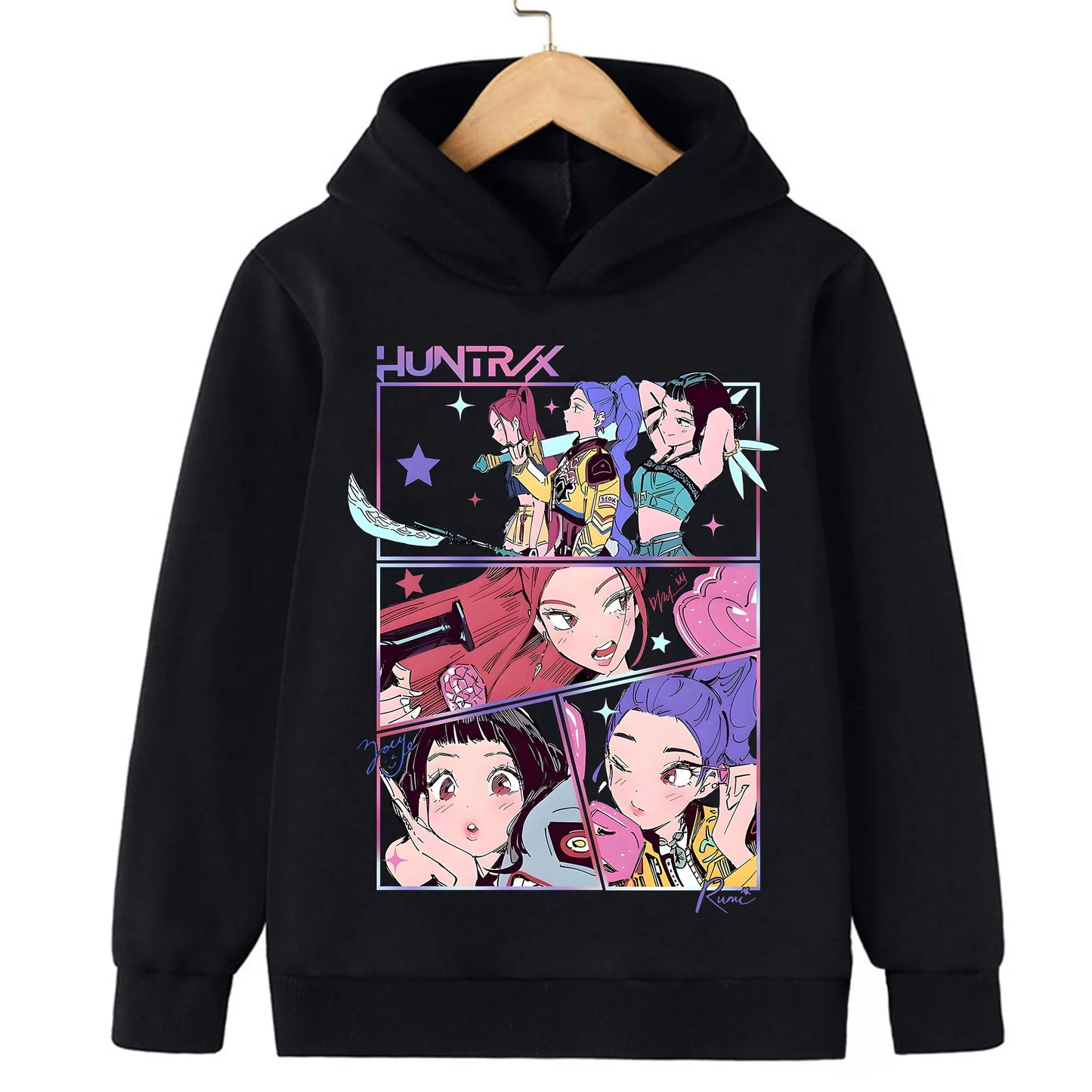2025 Movie KPop Demon Hunters Cartoon Girls Boys Hoodies Children's Korean Wave Print Fashion Casual Tops Casual Girls Clothing