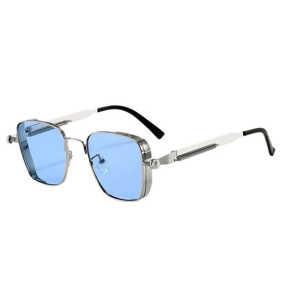 Punk Sunglasses Men Driving Sunglasses Retro Spring Leg Driving Outdoor Sports Metal Rectangular Decorative Glasses Women UV400