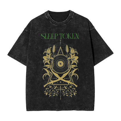 Sleep Rock Music Tokensd Even In Arcadia T Shirt Hip Washed Short Sleeve High Street T-Shirt Fashion for Men Women Streetwear