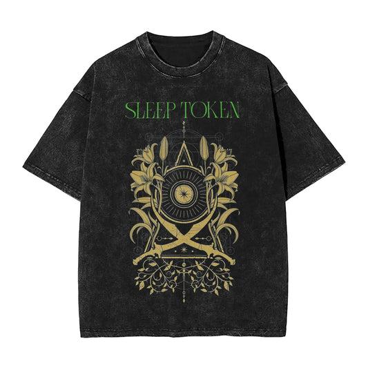 Sleep Rock Music Tokensd Even In Arcadia T Shirt Hip Washed Short Sleeve High Street T-Shirt Fashion for Men Women Streetwear