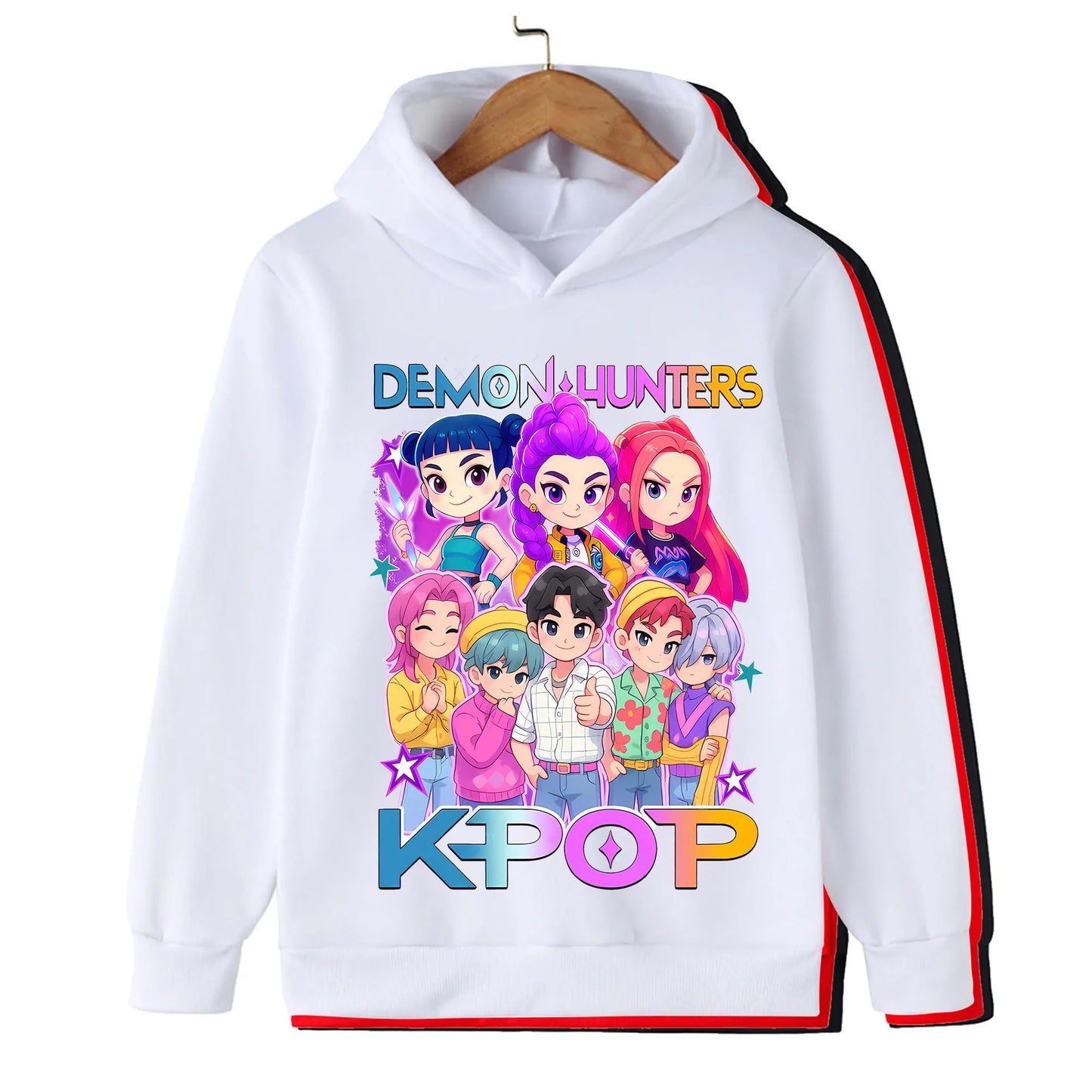 2025 KPop Demon Hunter Cartoon Girls Boy Hooded Sweatshirt Warm Children's Korean Wave Fashion Casual Tops Casual Girls Clothing