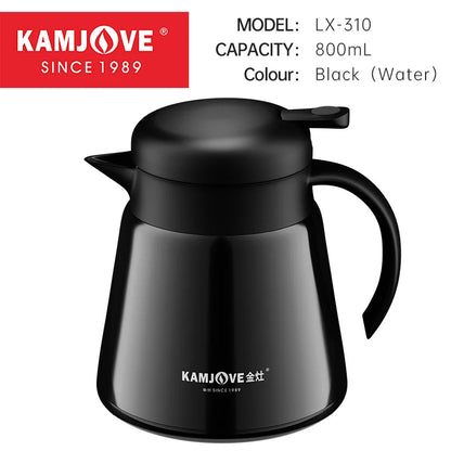 KAMJOVE Insulated Kettle Household Warm Keeping Pot White Tea Teapot 316 Stainless Steel Teapot Hot Water Bottle Soft Pot 800ml
