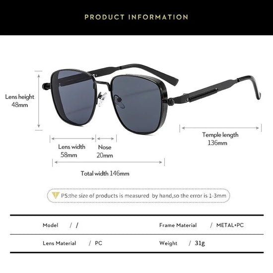 Punk Sunglasses Men Driving Sunglasses Retro Spring Leg Driving Outdoor Sports Metal Rectangular Decorative Glasses Women UV400