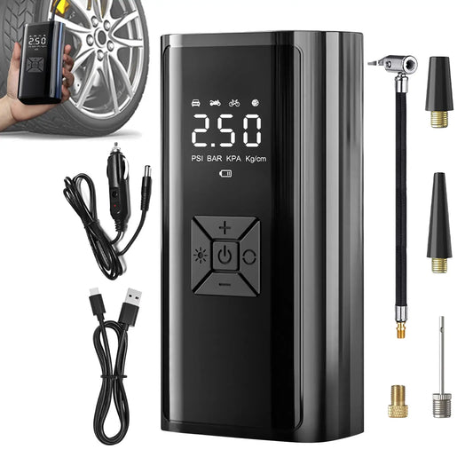 Portable Air Compressor Portable Automotive Air Pump Cordless Tire Inflator with LED Display for Car Travel Motorcycle Home RV