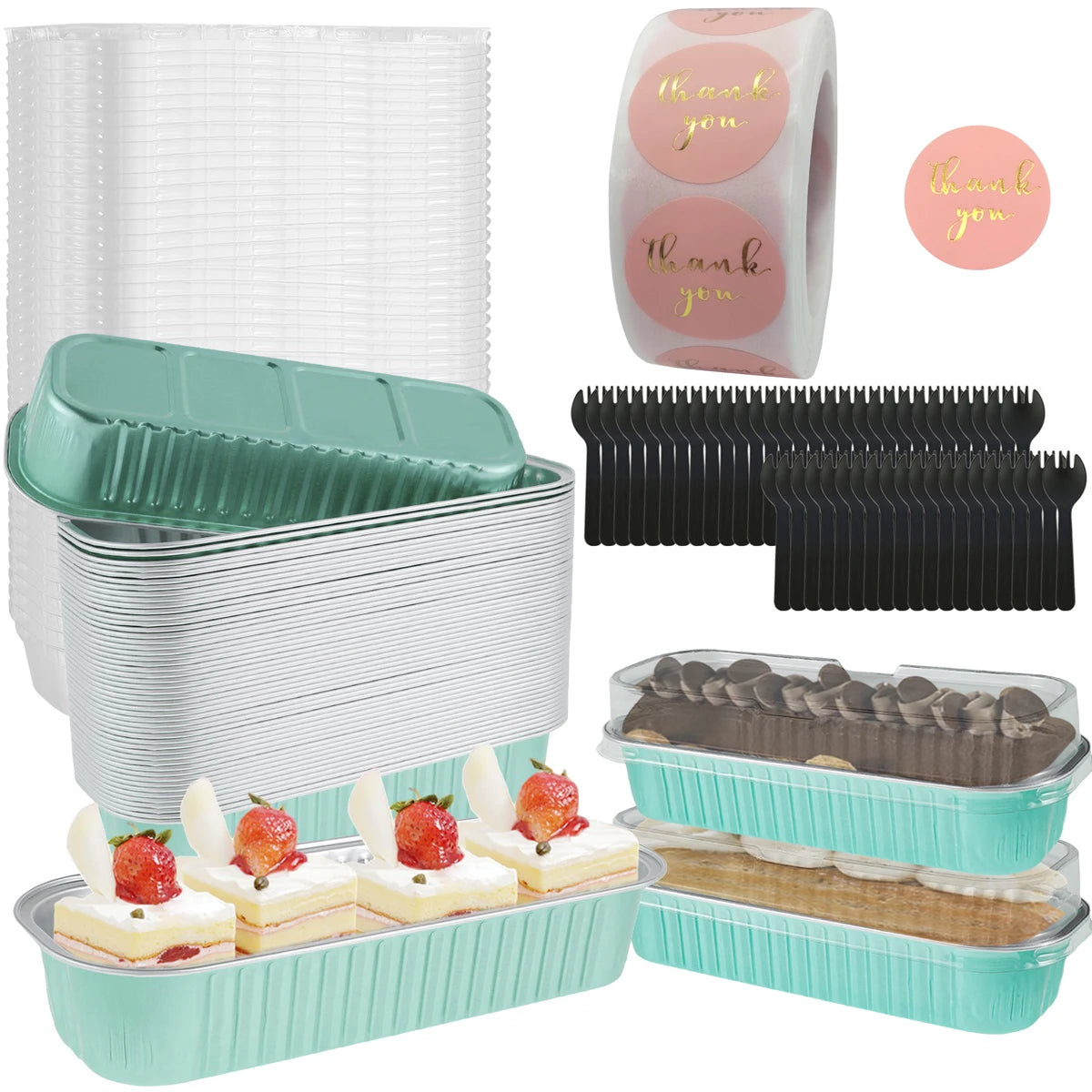 Mini Loaf Pans Rectangle Aluminum Foil Baking Pan Mini Bread Container Heat-Resistant Cake Pans Bread Containers Muffin Tins
