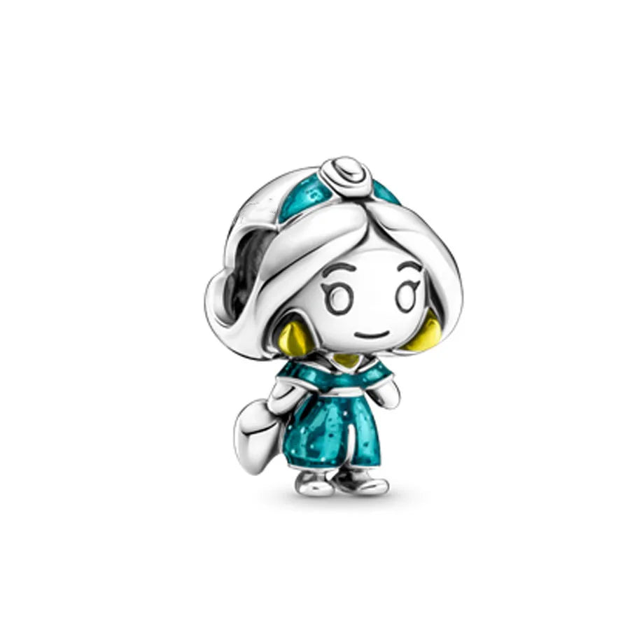 2025 New Disney Beautiful Princess Dress Bead Pendant 925 Silver Suitable for European Original Bracelet DIY Exquisite Jewelry